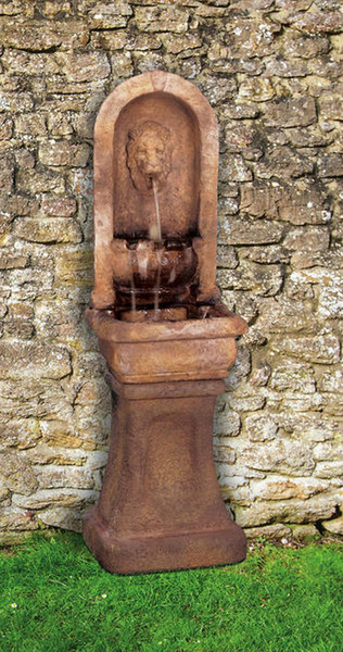 Lion Wall Tall Alcove Garden Fountain Artwork for the Courtyard